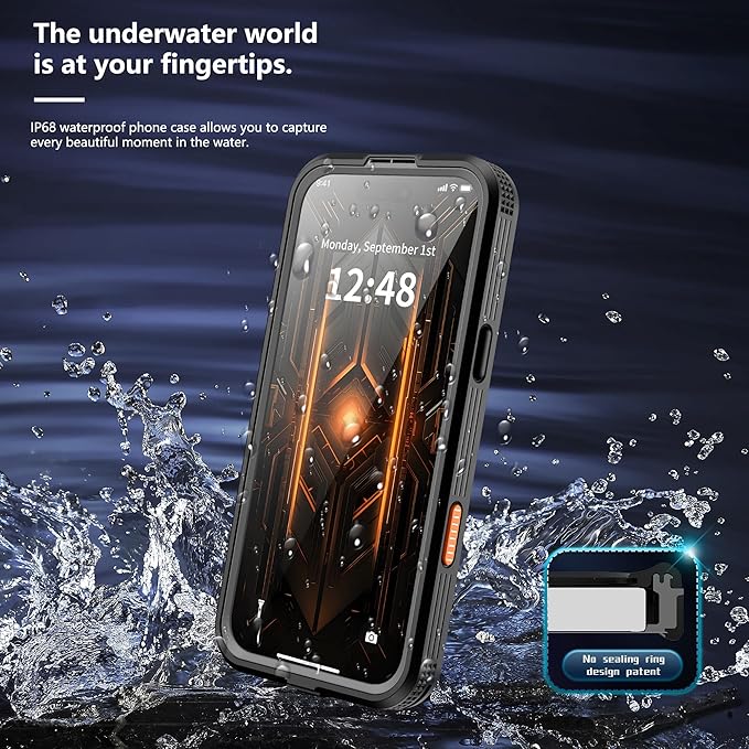 GOLDJU Magnetic for iPhone 17 Pro Max Case-Waterproof, Built-in Screen & Camera Protector-IP68 Underwater Full Body 16FT Military Dropproof Shockproof Case for 17 Pro Max 6.9''- Black