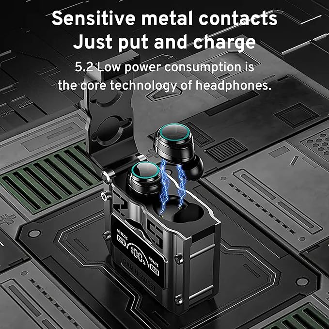 M25 BT5.3 Wireless Sport Earbuds with Environment Noise Cancelling, IPX7 Waterproof, Bluetooth Stereo, 4 Built-in Microphones, Premium Sound and Deep Bass (Black)