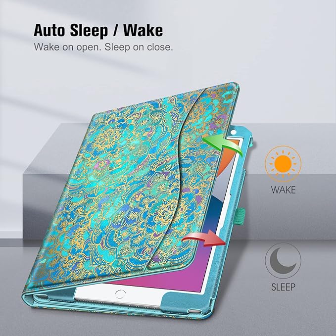 Fintie Case for iPad 9th / 8th / 7th Generation (2021/2020/2019) 10.2 Inch - [Corner Protection] Multi-Angle Viewing Stand Cover with Pocket & Pencil Holder, Auto Sleep Wake, Shades of Blue