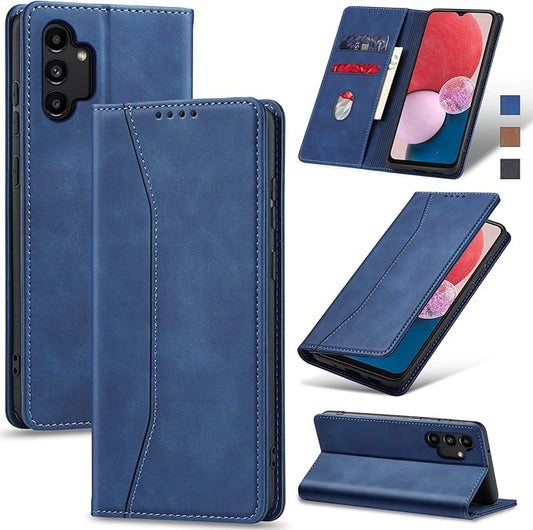 Jasonyu Flip Wallet Case for Samsung Galaxy A13 5G/4G/Galaxy A04s,Leather Magnetic Folio Cover with Card Holder,Kickstand - TPU Shockproof Durable Protective Phone Case,Blue