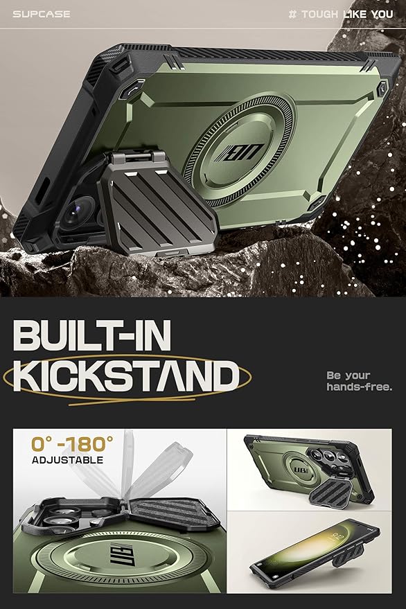 SUPCASE for Samsung Galaxy S24 Ultra Case with Stand [Built-in Camera Cover Kickstand] [S Pen Friendly] [Compatible with MagSafe] Heavy Duty Rugged Magnetic Phone Case for Galaxy S24 Ultra, Guldan