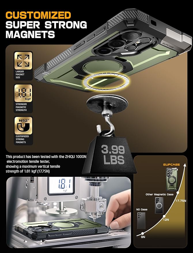 SUPCASE for Samsung Galaxy S25 Ultra Case with Stand (Unicorn Beetle Grip), [S Pen Friendly] [Compatible with MagSafe] [Military-Grade Protection] Magnetic Phone Case for S25 Ultra 6.9 Inch, Guldan