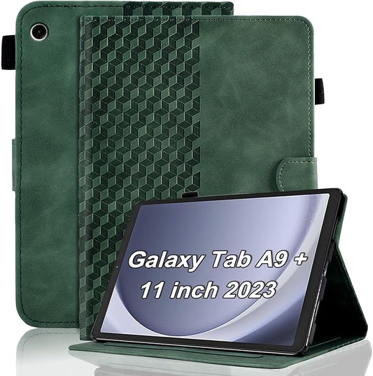 Case for Samsung Galaxy Tab A9 Plus 11 Inch Cover 2023 Magnetic PU Leather Folio Adjustable Stand Shell Foldable Card Holder Multi-Angle Galaxy Tab A9 Plus,Retro Green