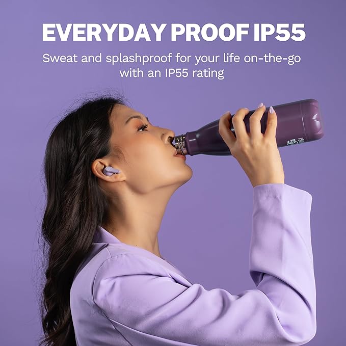 JLab Go Pods ANC True Wireless Bluetooth Earbuds & Charging Case, Hybrid Active Noise canceling + Be Aware for Safe Listening, 26+ Hours Total Playtime, Clear Calls, Custom Sound via App, Lilac