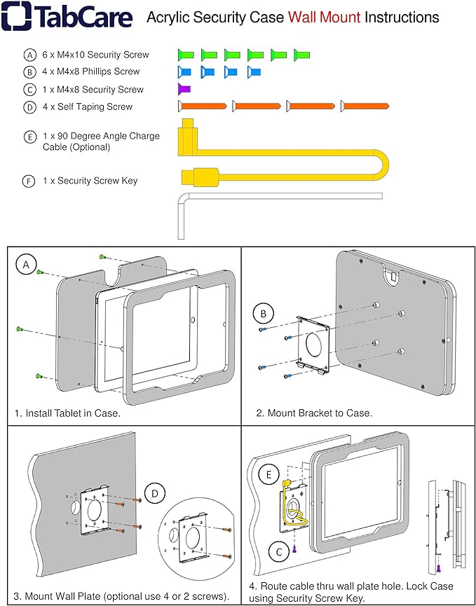 TABcare Security Anti-Theft Acrylic VESA Enclosure for Amazon Fire HD 10 2015/2017/2019 with Free Wall Mount Kit (Clear, Fire HD 10 2015/2017/2019)