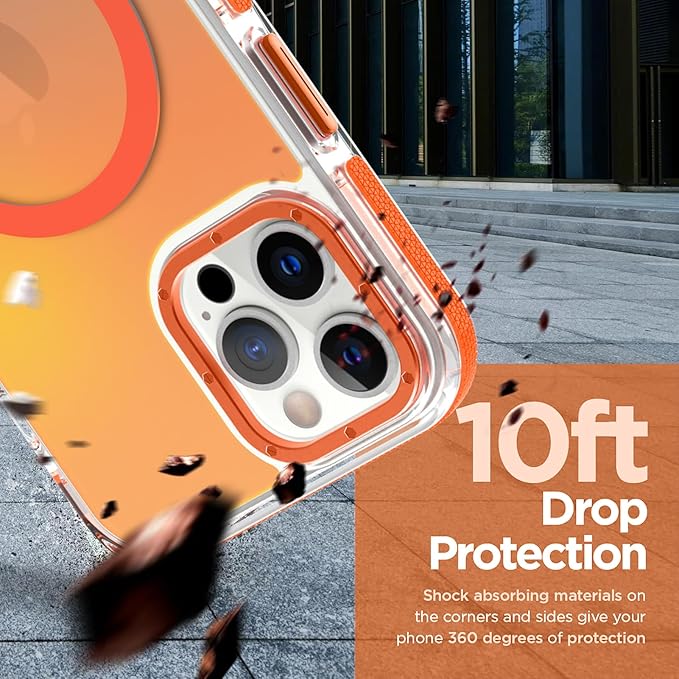 MOWIME Magnetic Case for iPhone 12 Pro Max [Compatible with Magsafe] [Cute Fashion Fluorescent Design] [1 Screen Protector] Slim Translucent Matte Case for iPhone 12 Pro Max 6.7" 2020, Orange