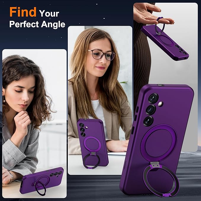 Designed for Samsung Galaxy S25 Plus Case with Magnetic Ring Stand [Compatible with Mag-Safe][Military Grade Drop Protection][Build in Kickstand] Shockproof S25+ Phone Case 6.7",Purple