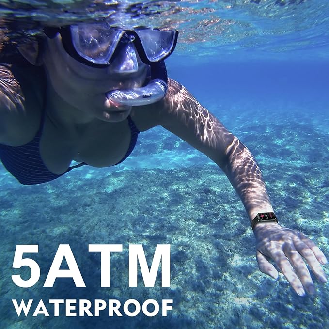 Fitness Trackers, 1.47 Inch Smartwatch, Touchscreen Activity Tracker with Thin Smartband Design, 5ATM Waterproof Fitness Watch Blood Oxygen Heart Rate Monitor for Android/iOS (Purple)