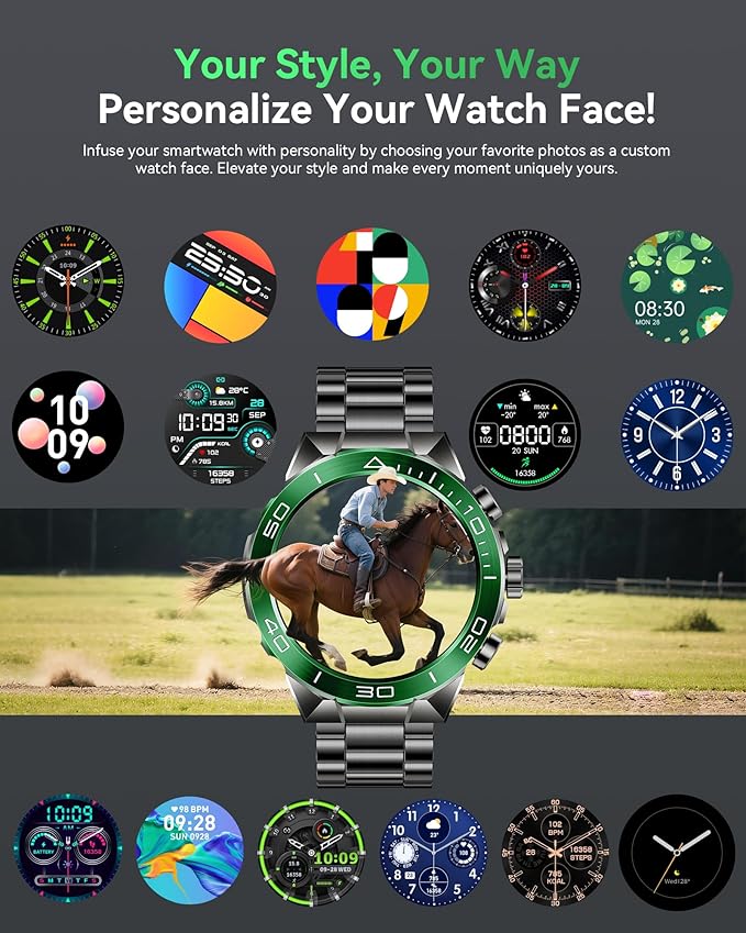 SOUYIE Men's Luxury Smart Watch - 1.43" AMOLED Display Smartwatch with HD Bluetooth Calling, 400mAh 30-Day Battery, 100+ Sports Modes, Health Monitor with Metal/Silicone Straps for Android iPhone