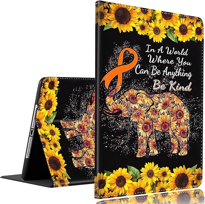 Case for Samsung Galaxy Tab A9 Plus 11 inch Case 2023，Slim Fit Foldable Standing Cover Case with Auto Sleep/Wake，Elephant Sunflower Inspirational Quote