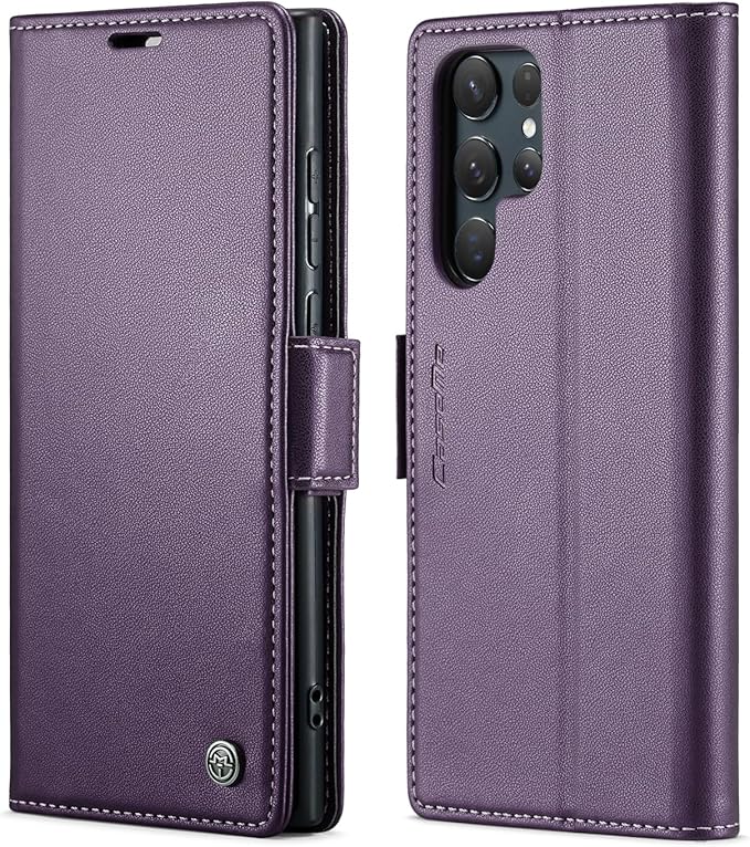 SINIANL Samsung Galaxy S24 Ultra Wallet Case with RFID Blocking, Samsung S24 Ultra Case Wallet for Women Men Card Holder Magnetic Clasp Kickstand Leather Book Folio Case for Galaxy S24 Ultra Purple