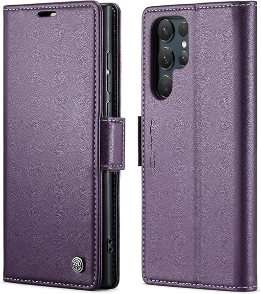 SINIANL Samsung Galaxy S24 Ultra Wallet Case with RFID Blocking, Samsung S24 Ultra Case Wallet for Women Men Card Holder Magnetic Clasp Kickstand Leather Book Folio Case for Galaxy S24 Ultra Purple