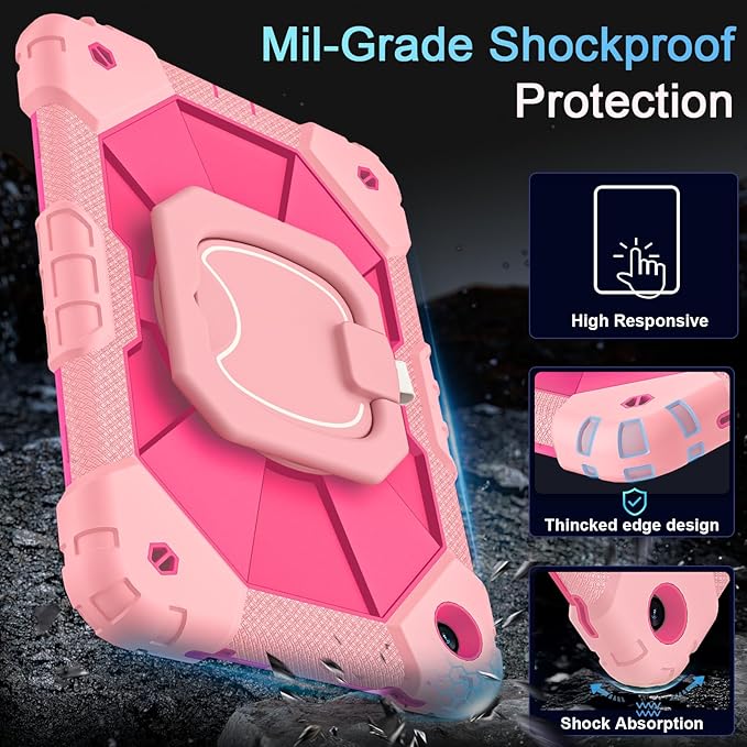 Case for Samsung Galaxy Tab A9+/ A9 Plus 11 Inch (SM-X210/X216/X218) with Screen Protector/360 Rotating Stand, Military Grade Shockproof Cover for A9 Plus Tablet Case