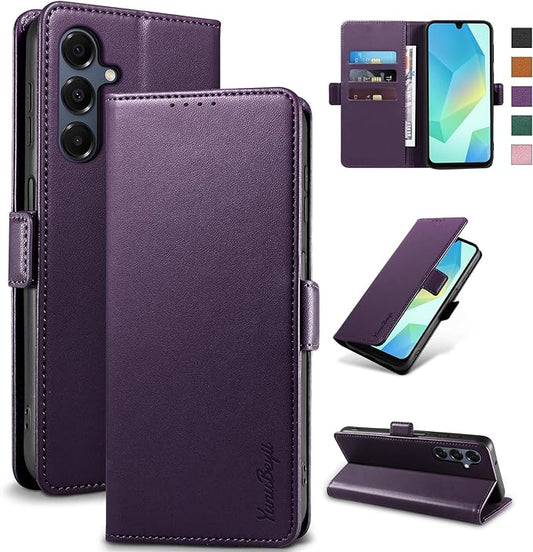 Wallet Flip Case for Samsung Galaxy A16 5G - [RFID Blocking] Luxury PU Leather Card Holder Magnetic Phone Cover with Kickstand,Shockproof Protective Case,Purple