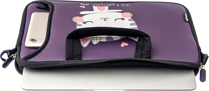 RICHEN 10 inch Messenger Bag Carrying Case Sleeve with Handle Accessory Pocket Fits 7 to 10-Inch Laptops/Notebook/ebooks/Kids Tablet/Pad (7-10.2 inch, Cute Cat)