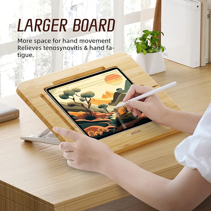 Bamboo Tablet Drawing Stand - Portable & Adjustable 5 Angles,Laptop Stands Riser, Book Reading Stand,Compatible with 9.7/10.2/10.5/10.9/11 inches