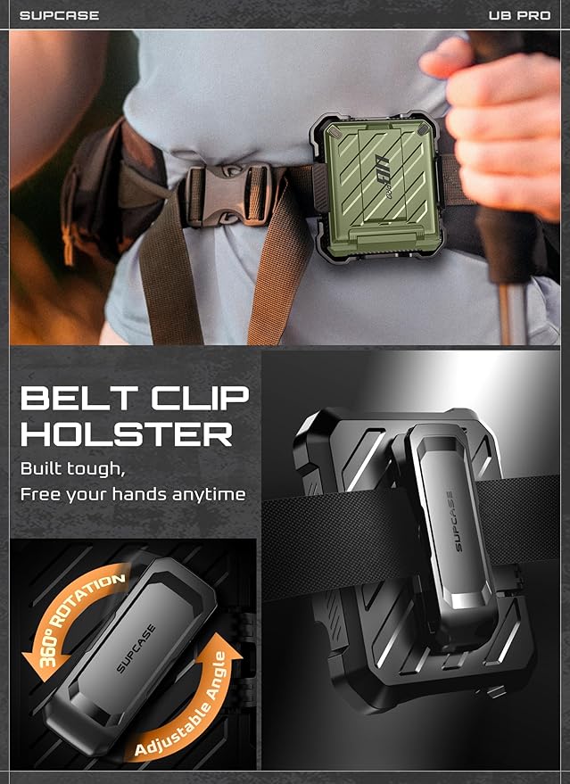 SUPCASE for Samsung Galaxy Z Flip 7 Case with Built-in Stand & Belt-Clip (Unicorn Beetle Pro), [Hinge Protection] [Front Tempered Glass Screen Protector] Full Body Military-Grade Phone Cover, Guldan