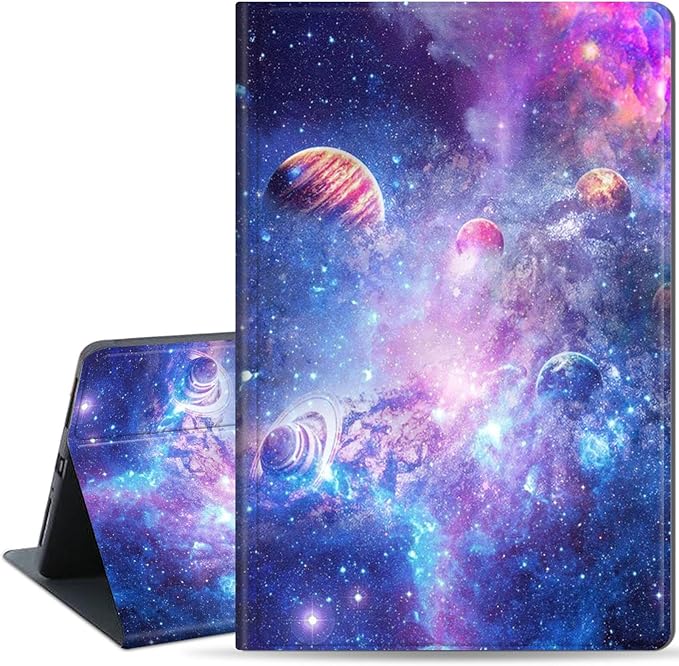 Slim Case for Samsung Galaxy Tab S10 FE / S9 FE 5G 10.9" & Tab S9 11", PU Leather Protective Cover, Multi-Angle Stand, Auto Sleep/Wake, Galaxy Planet