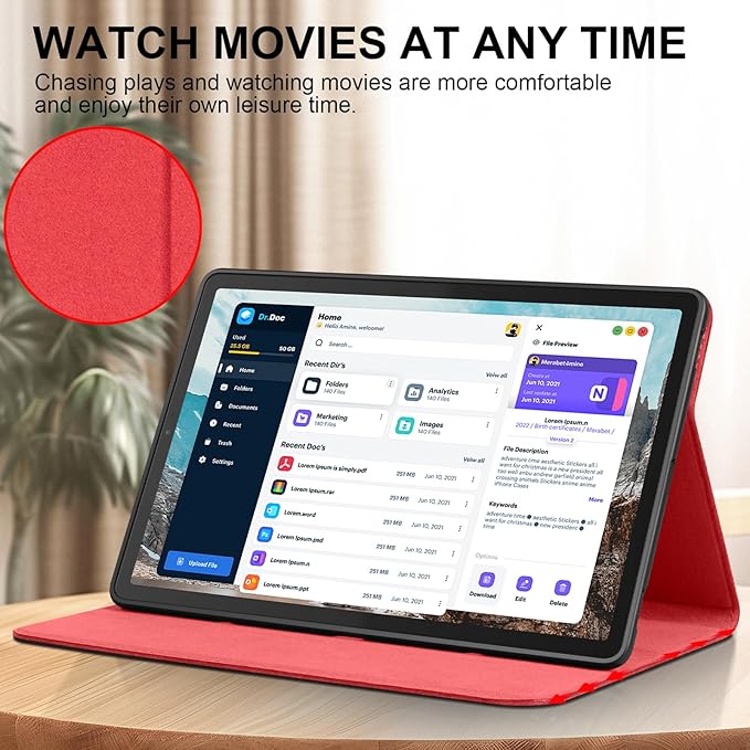 for Samsung Galaxy Tab S5E 10.5 inch Case 2019 Model(SM-T720/T725C/T727) Genuine Leather Cover Protective Shell,Auto Wake/Sleep.Red