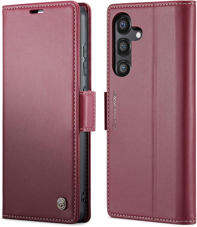 SINIANL for Samsung Galaxy S24 FE Wallet Case with RFID Blocking, Samsung S24 FE Case Wallet for Women Men with Card Holder Magnetic Clasp Kickstand Leather Book Folio Case for Galaxy S24 FE Red