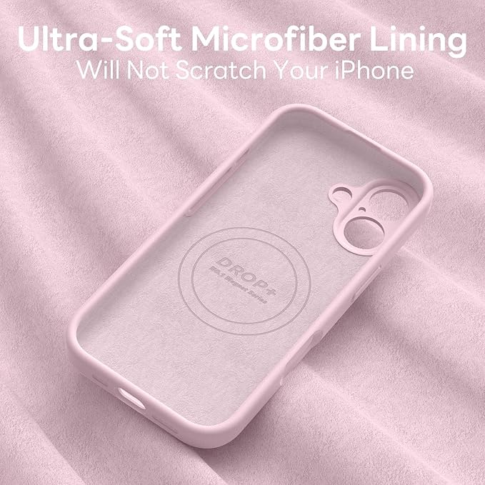 Vooii Magnetic Compatible with iPhone 17 Case (Compatible with Magsafe) (Upgraded Camera Protection) Liquid Silicone Shockproof Full Body Protective Phone Cover for Women Men, Chalk Pink, 6.3"