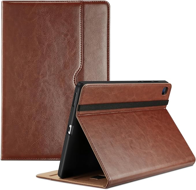 ProCase for Galaxy Tab S6 Lite 10.4 Inch 2024/2022/2020 with S Pen Holder; Premium PU Leather Folio Business Stand Cover with Hand Strap; Pencil Holder; Front Pocket -Brown