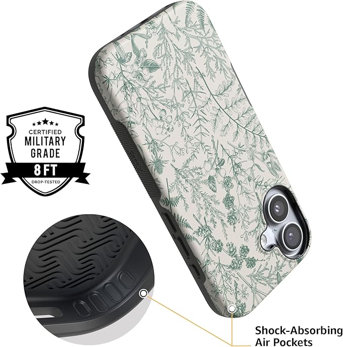 Casely iPhone 17 Case | Sage Garden | Green Floral | Compatible with MagSafe | Bold Protective Design