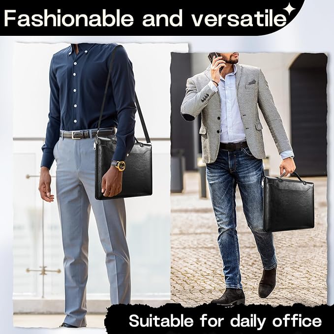 E NET-CASE 9.6-11 Inch Universal Tablet Case with Tri-Angle Adjustable Stand (Vertical/Horizontal), Detachable Shoulder Strap & Document Card Pocket, Premium PU Leather(Black)