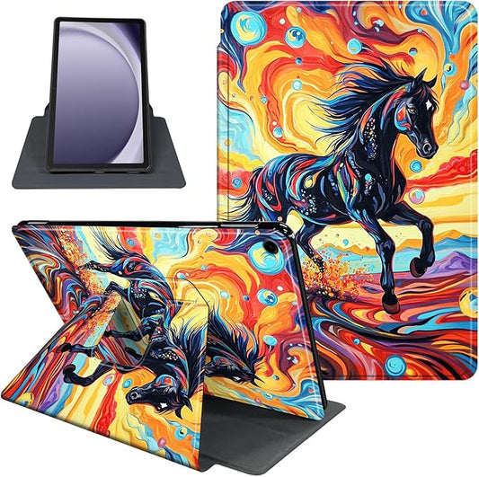 Case for Samsung Galaxy Tab A9+/A9 Plus 11 Inch 2023 Tablet Case, 360 Degree Rotating Folio Stand Smart Cover for Galaxy Tab A9+ Tablet SM-X210/X216/X218, Auto Sleep/Wake, Black Stallion