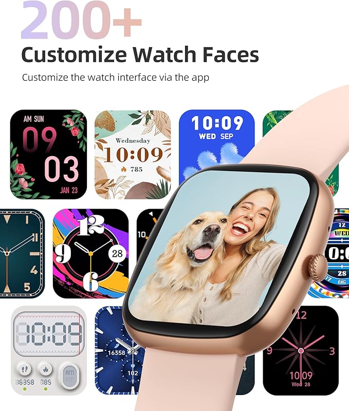 Parsonver Smart Watch for iOS and Android Phones(Answer/Make Calls), HD Screen Watches for Women, IP68 Waterproof Fitness Tracker Watch with Heart Rate Sleep Monitor, Steps Calories Counter, Rose Gold