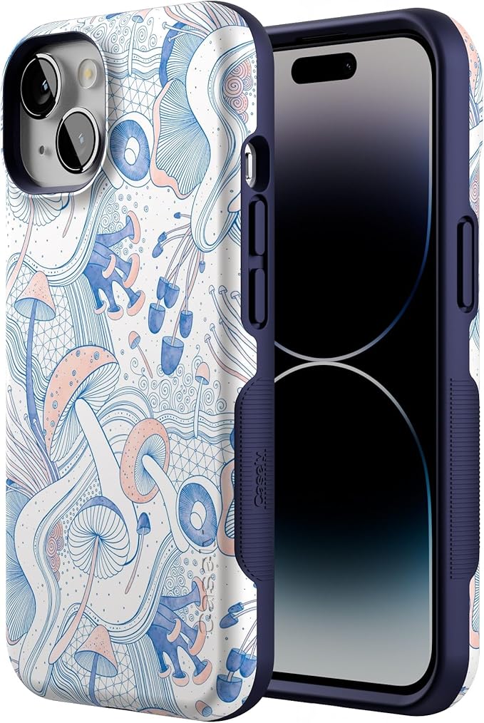 Casely iPhone 14 Case | The Fun Guy | Enchanted Forest Mushroom Floral | Compatible with MagSafe | Bold Protective Design