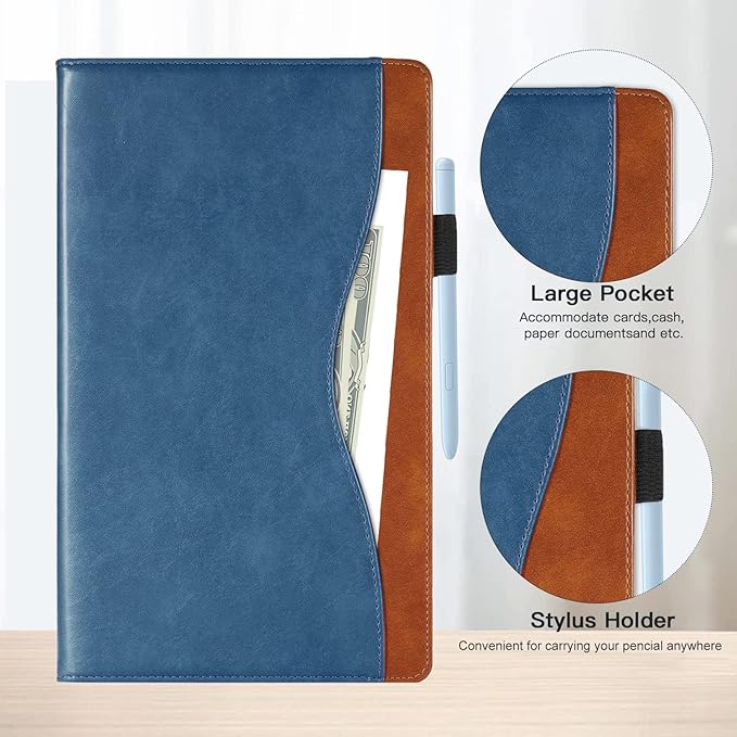 Case for Samsung Galaxy Tab A7 Lite 8.7 inch 2021 Case SM-T220 / T225 Bussiness Premium PU Leather Folio Stand Cover Flip Shell with Card Slot for Galaxy Tab A7 Lite 8.7'' Tablet -Navy Blue