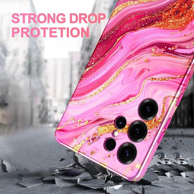 Casetego for Galaxy S25 Ultra Case,Compatible with MagSafe,[Military Grade Drop Test] Full Body Protection Slim Shockproof Rugged Marble Women Case for Samsung Galaxy S25 Ultra 6.9 inch,Red