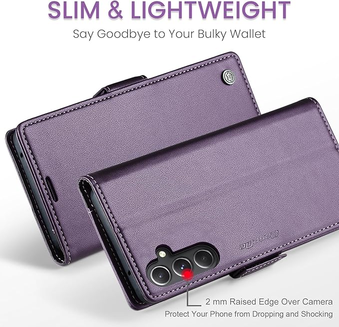 SINIANL Samsung Galaxy S24 Plus Wallet Case with RFID Blocking, Galaxy S24+ Case Wallet for Women & Men with Card Holder, Magnetic Clasp, Kickstand, Leather Book Folio Case - Purple