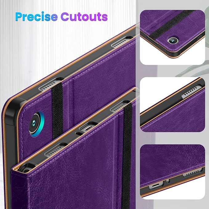 DTTO for Samsung Galaxy Tab A9 Plus 11 inch Case 2023, Premium Leather Business Folio Stand Cover with Hand Strap for Galaxy Tab A9+ 11'' 2023 Model (SM-X210/X216/X218) - Auto Wake/Sleep, Dark Purple