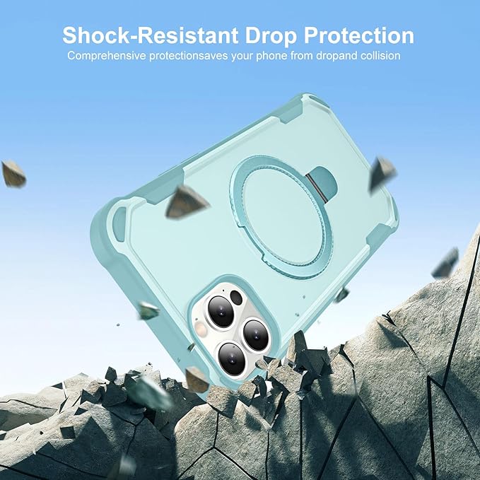 Compatible with iPhone 12 Case & iPhone 12 Pro Case with Invisible Magnetic Ring Stand [Compatible with Magnetic] [Military Drop Protection] Shockproof Hard Back Soft Edge 6.1 Inch, Blue