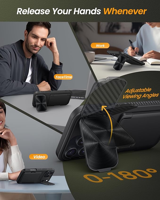 for iPhone 17 Pro Max Case Wallet, Built-in Stand & Card Holder & Camera Cover, Rugged Military Grade Protection Heavy Duty Hard Protective Phone Cover Case for iPhone 17 Pro Max 2025, Black