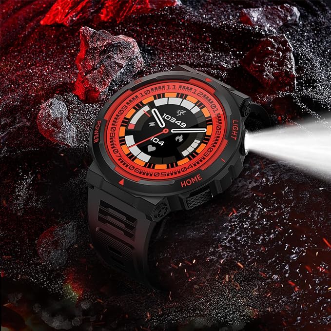 Military Smart Watch for Men with LED Flashlight Tactical Smart Watch 1.53”HD Screen Rugged Smartwatch 3ATM Waterproof 100+ Sports Fitness Tracker with Heart Rate Monitor for iOS Android