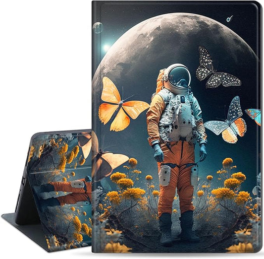 Slim Case for Samsung Galaxy Tab S10 FE / S9 FE 5G 10.9" & Tab S9 11", PU Leather Protective Cover, Multi-Angle Stand, Auto Sleep/Wake, Spaceman