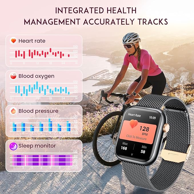 Smartwatch Women Fitness Tracker Watch: Black Smart Watches for Women Make Answer Bluetooth Call Android Phones iPhone Compatible 123+ Sport Modes IP68 Waterproof Digital Pedometer Heart Rate Monitor
