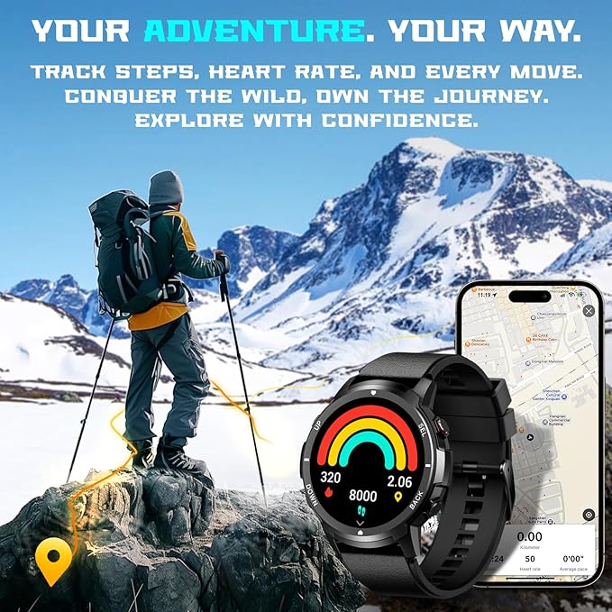 Smart Watch for Men- Bluetooth Call, IP68 Fitness Watch, 24/7 Sleep Monitor, Fitness Step Tracker Watch with 110 Sports Mode, Smartwatch for Android iOS (Black, 1.39)