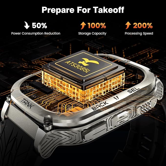 KOSPET Smart Watches for Men, 60 Days Battery Life, 50M Waterproof, Military(Full Metal), Answer/Make Call, Compatible for Android and iOS, 1.96'' AMOLED Always-on Display, AI Voice