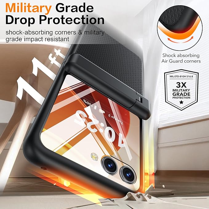 Oterkin Magnetic for Samsung Galaxy Z Flip 7 Case with [Built-in Screen Protector & Hinge Protection][Foldable Invisiable Stand] Military Grade Shockproof Full Body Protection Case for Galaxy Z Flip 7