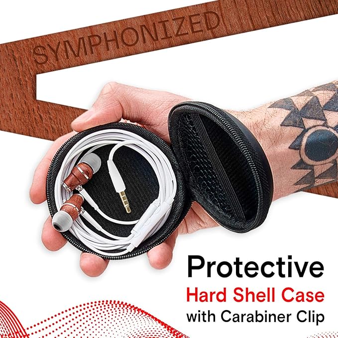 Symphonized Wired Earbuds with Microphone 3.5mm — Noise Isolating Headphones with Wire, Earphones Wired, Headphones with Microphone for Computer, Ear Phones Android Electronics, Natural Wood (White)