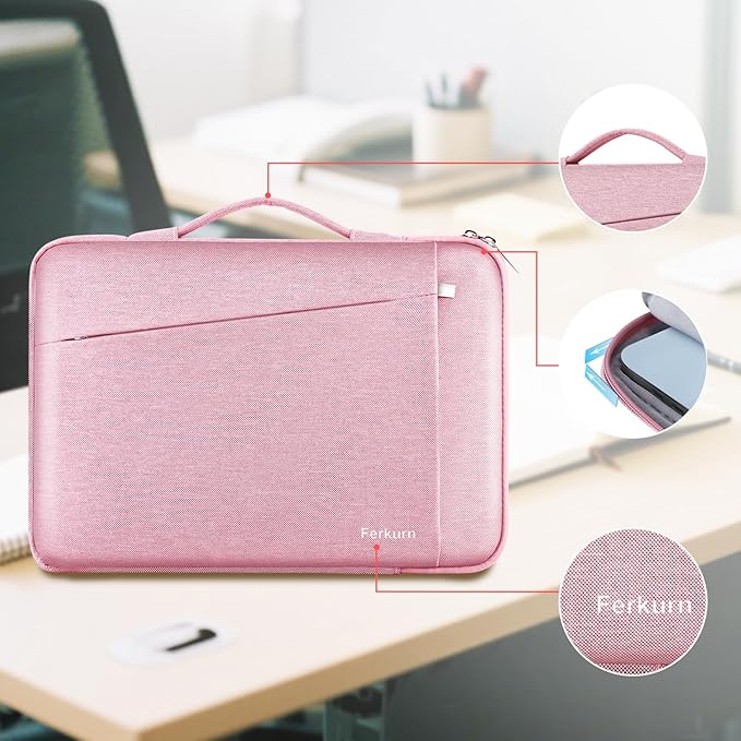 Ferkurn Laptop Case Sleeve for Men Women Chromebook Case Compatible with MacBook Air/Pro Lenovo Surface HP Dell ASUS Acer, 13.3 inch, Pink