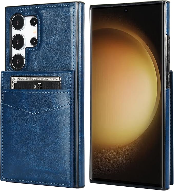 KIHUWEY for Samsung Galaxy S24 Ultra Case Wallet with Credit Card Holder, Flip Premium Leather Magnetic Clasp Kickstand Heavy Duty Protective Cover for Samsung Galaxy S24 Ultra 6.8" (Blue)