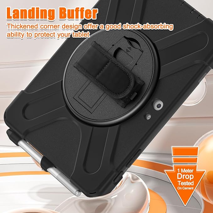 ZenRich Rugged Case for Surface Go 4 (2023)/Surface Go 3 (2021)/ Surface Go 2 (2020), Surface Go (2018) with Pen Holder Heavy Duty Shockproof Case with 360° Rotating Kickstand, Hand & Shoulder Strap