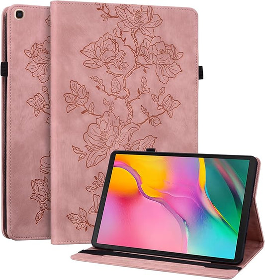 Case for Samsung Galaxy Tab A 10.1 2019 (SM-T510/T515), Slim PU Leather Folio Cover with Multi-Angle Stand and Pen Holder, Pink