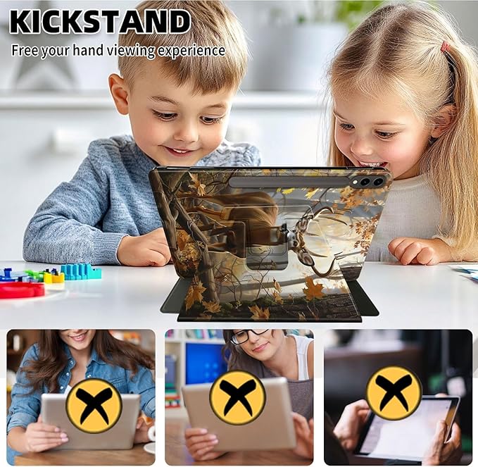 Case for Samsung Galaxy Tab S10 Ultra/Tab S9 Ultra 14.6-Inch, 360 Degree Rotating Folio Stand Smart Cover for Galaxy Tab S10 Ultra/ S9 Ultra 14.6'', Auto Sleep/Wake, Forest Deer