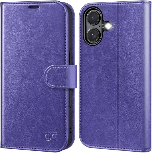 OCASE Compatible with iPhone 16 Wallet Case, PU Leather Flip Folio Case with Card Holders RFID Blocking Kickstand [Shockproof TPU Inner Shell] Phone Cover 6.1 Inch 2024, Purple